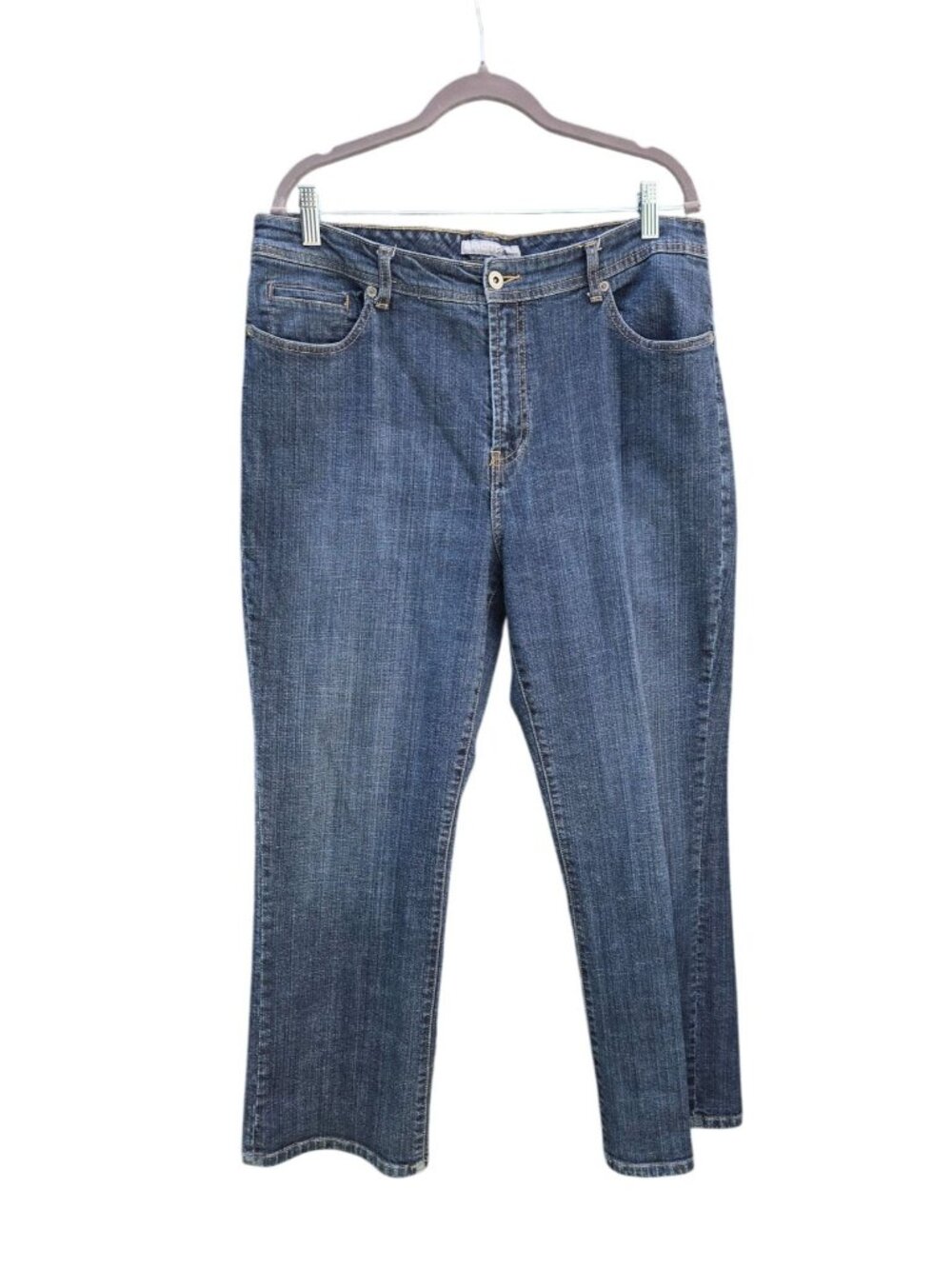 Chicos Platinum Denim Jeans Size 2.5 Short Medium Wash Stretch Cotton Blend